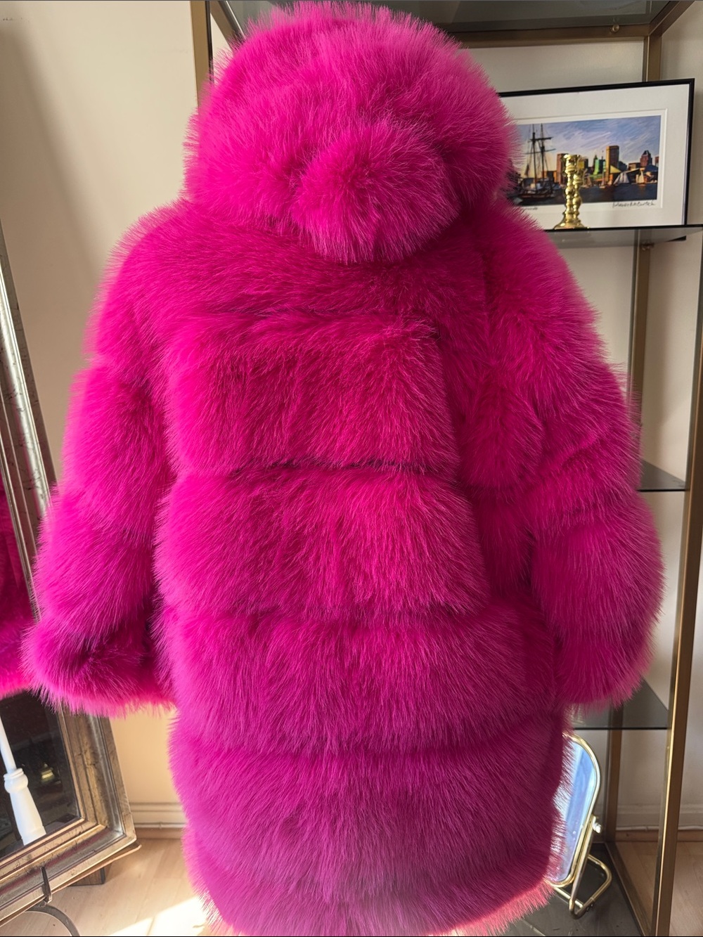 Hot Pink Faux Fur Coat - Picture 5 of 10